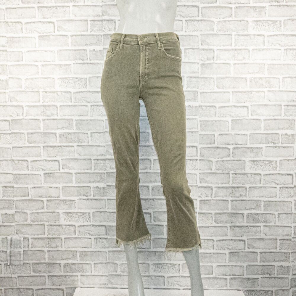 MOTHER Denim The Insider Crop Step Fray Jeans in Dye Faded Army sz 25